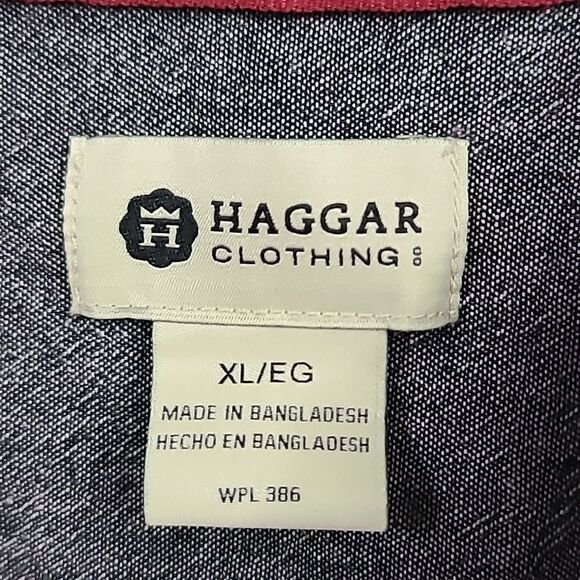 Haggar Men's XL Tropical Red Short Sleeve Camp Casual Button Down Shirt Hawaiian - Picture 5 of 12